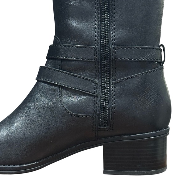 NWOT Bandolino Carlotta Riding Boots Leather Size 5M Black Cognac Zipper - Picture 9 of 12